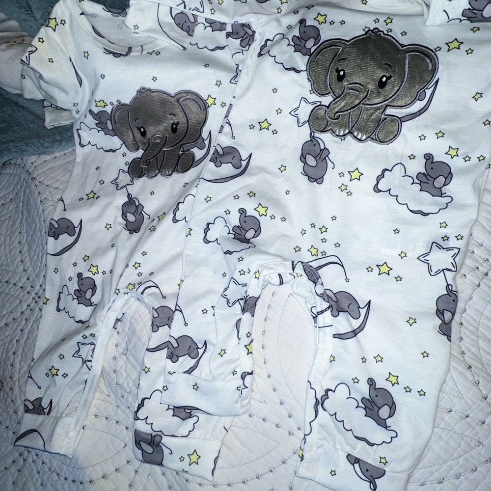 Adorable Elephant Print Baby Onesie